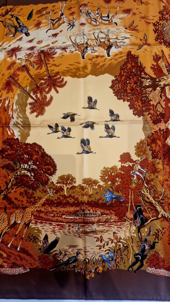 Carré Hermès Africa par Robert Dallet  1997 Livré dans sa boîte – Image 3