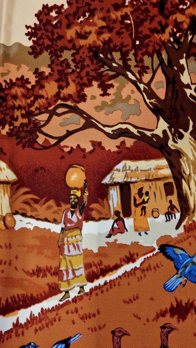 Carré Hermès Africa par Robert Dallet  1997 Livré dans sa boîte – Image 7
