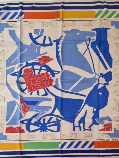 Carré Hermès « Puzzle » – vue générale à plat 90 x 90 cm