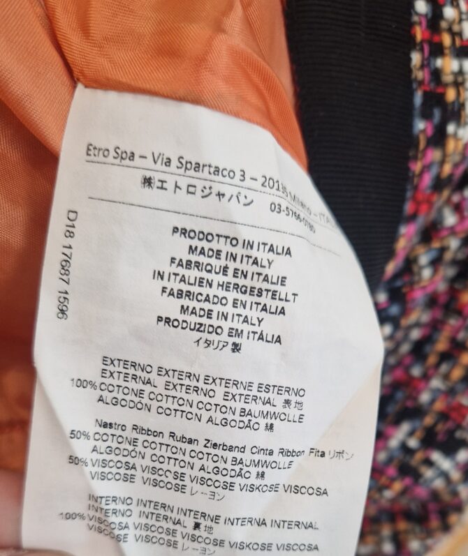 Tailleur jupe en tweed multicolore Etro – veste T.40 & jupe T.42 – Image 10