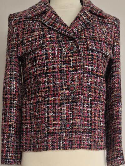 Tailleur jupe Etro en tweed multicolore, vue de face – veste T.40