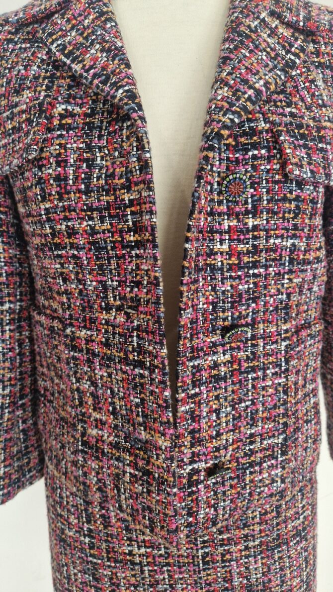 Tailleur jupe Etro en tweed multicolore, vue de face – veste T.40 et jupe T.42