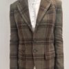 Veste Ralph Lauren en laine à carreaux vert et brun, made in Italy, état neuf. EN : Ralph Lauren wool check blazer in green and brown, made in Italy,