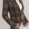 Veste Ralph Lauren en laine à carreaux vert et brun, made in Italy, état neuf. EN : Ralph Lauren wool check blazer in green and brown, made in Italy,