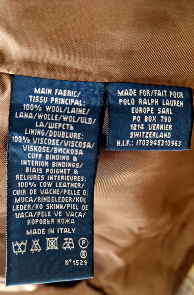 Veste Ralph Lauren en laine marron cintrée avec détails cuir et boutons corne – Taille US 6 / FR 38. Etat neuf avec étiquette – Image 6