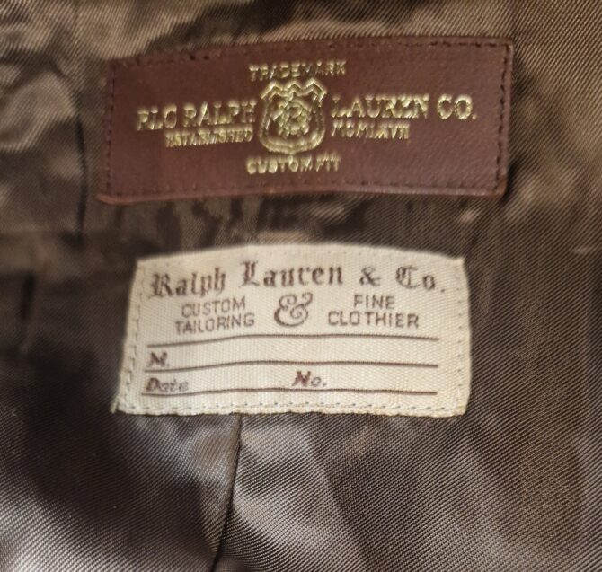 Veste Ralph Lauren en laine marron cintrée avec détails cuir et boutons corne – Taille US 6 / FR 38. Etat neuf avec étiquette – Image 5