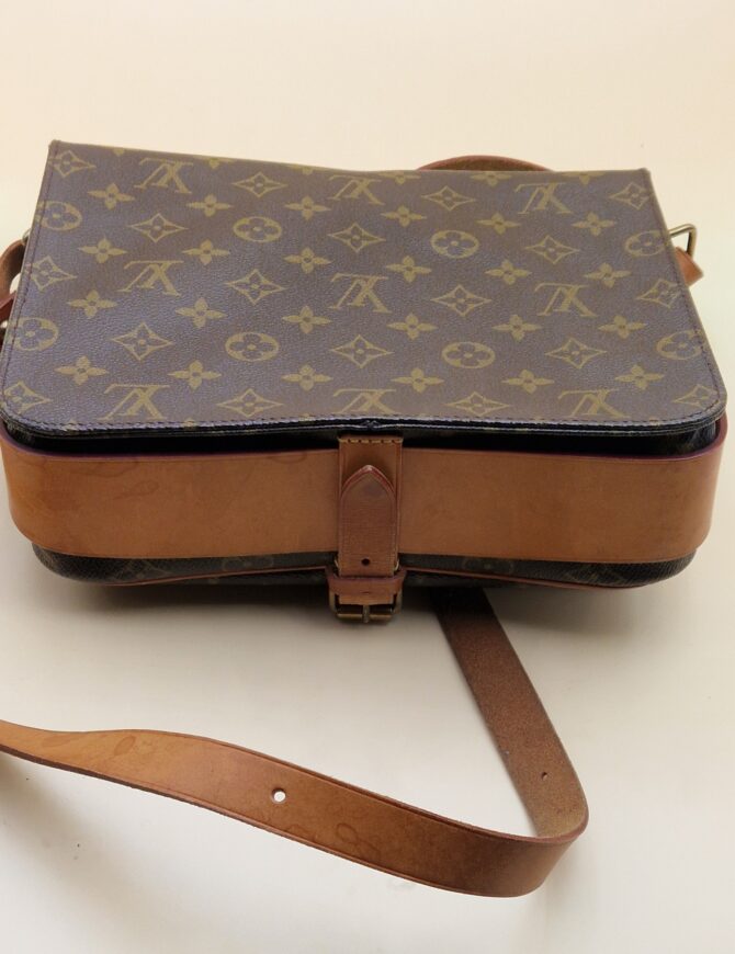 Sac Louis Vuitton Cartouchière MM – Toile Monogram et cuir naturel (circa 1980s) – Image 8