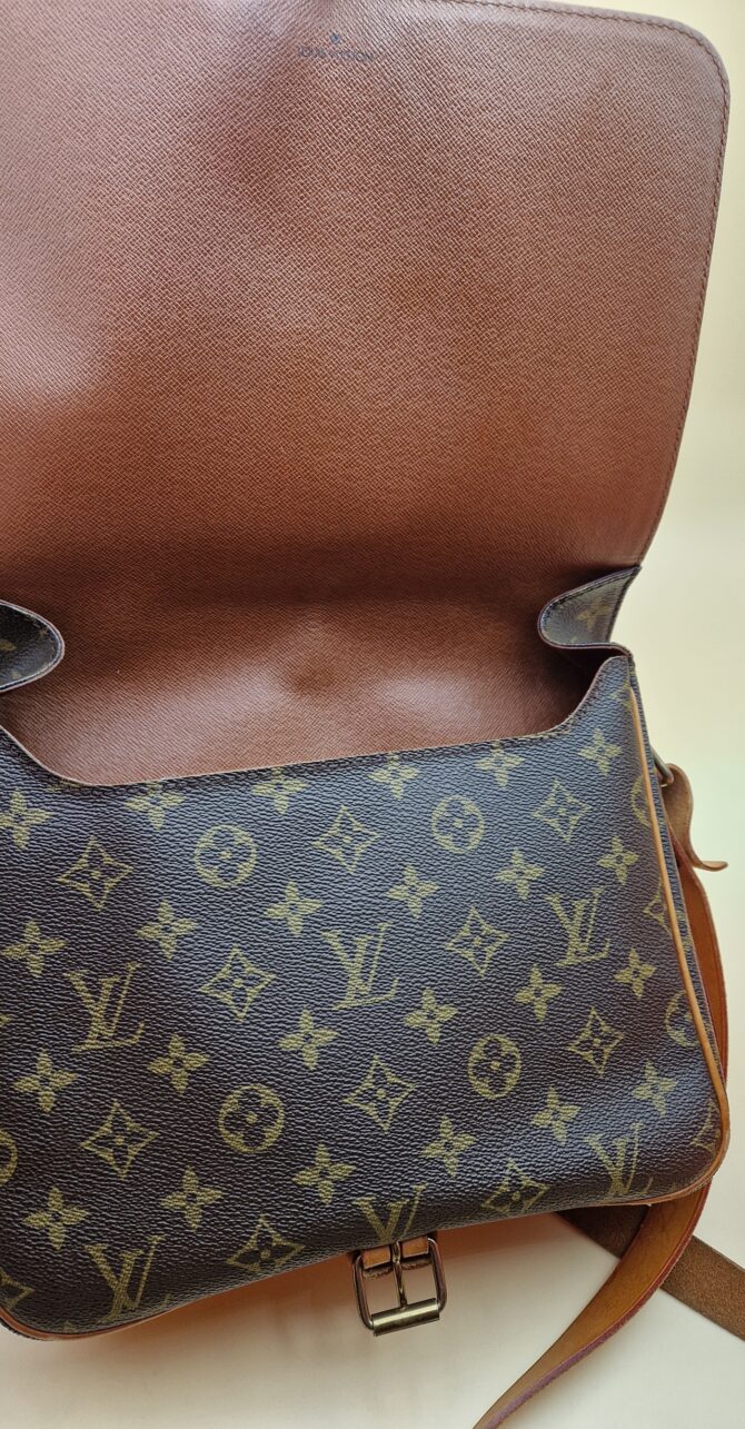 Sac Louis Vuitton Cartouchière MM – Toile Monogram et cuir naturel (circa 1980s) – Image 9