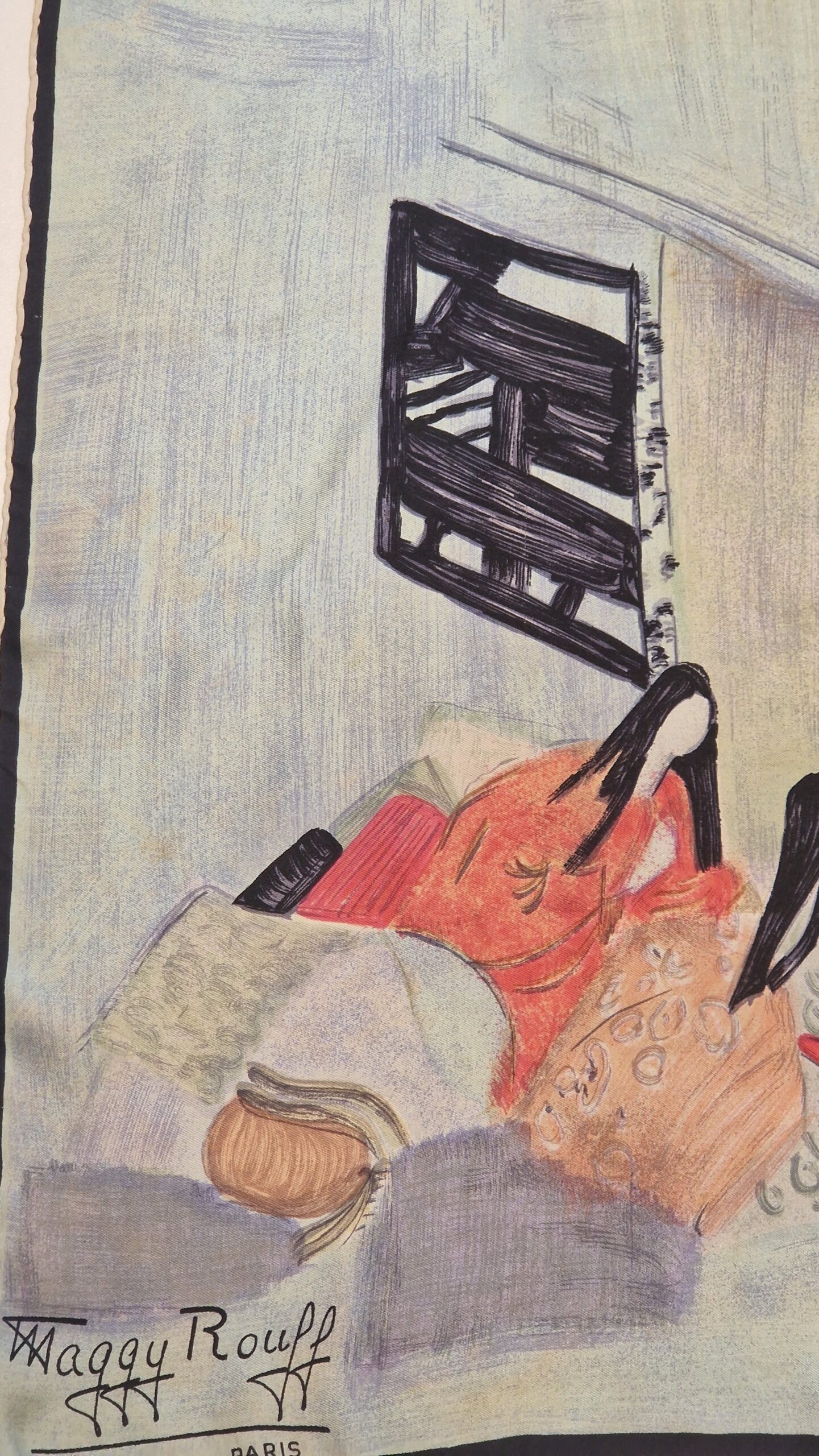 Foulard en soie, scène japonaise , édité par Maggy Rouff Paris – Image 6