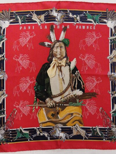 Pochette en soie Hermès L'indien Pani La shar Pawnee par Kermit Oliver