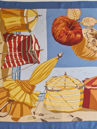 Foulard Hermès Charmes des plages normandes II Détail par Loic Dubigeon 2002