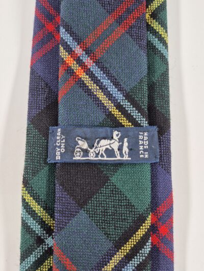 cravate-hermes-frange-tartan-ecossais-motif-bleu-label