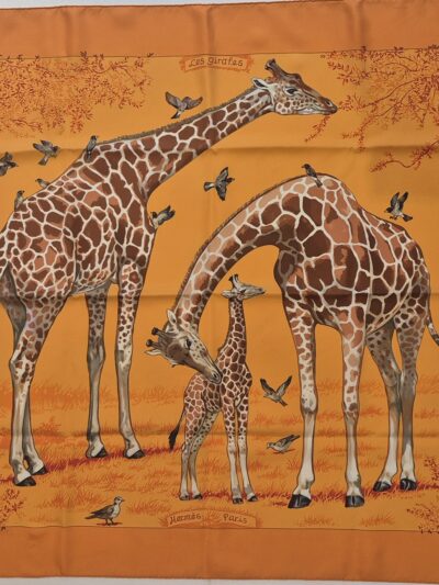 hermes-carre-les-girafes-robert-dallet-orange-occasion