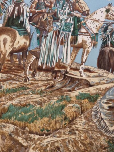 Ce foulard Hermès en soie " Pony express " par Kermit Oliver